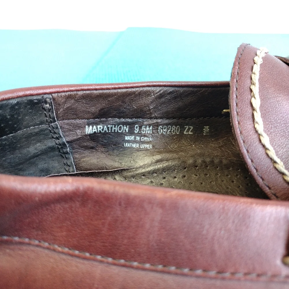 Structure Marathon Mens Leather Lined Slip On Loafers Brown 9.5M